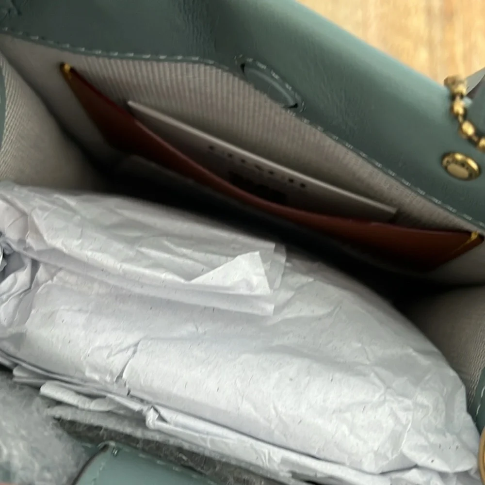 NWT Coach Cashin Mini Tote Top Handle Crossbody in Sage Glovetanned Leather - Picture 7 of 16